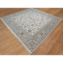 Load image into Gallery viewer, 10&#39;2&quot;x10&#39;2&quot; Alabaster White, 250 KPSI, Nain with All Over Flower Design, Wool and Silk, Hand Knotted, Square, Oriental Rug FWR546474