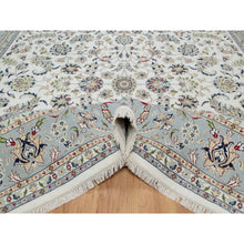 Load image into Gallery viewer, 10&#39;2&quot;x10&#39;2&quot; Alabaster White, 250 KPSI, Nain with All Over Flower Design, Wool and Silk, Hand Knotted, Square, Oriental Rug FWR546474