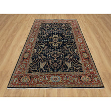 Load image into Gallery viewer, 6&#39;2&quot;x9&#39;2&quot; Polo Blue, All Over Vines Design, Lush And Plush, Organic Wool, Densely Woven, Antiqued Fine Heriz, Re-creation, Hand Knotted Oriental Rug FWR546516