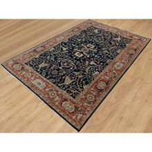 Load image into Gallery viewer, 6&#39;2&quot;x9&#39;2&quot; Polo Blue, All Over Vines Design, Lush And Plush, Organic Wool, Densely Woven, Antiqued Fine Heriz, Re-creation, Hand Knotted Oriental Rug FWR546516