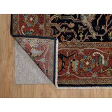 Load image into Gallery viewer, 6&#39;2&quot;x9&#39;2&quot; Polo Blue, All Over Vines Design, Lush And Plush, Organic Wool, Densely Woven, Antiqued Fine Heriz, Re-creation, Hand Knotted Oriental Rug FWR546516