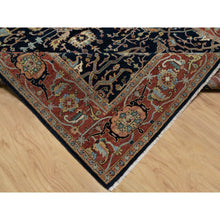 Load image into Gallery viewer, 6&#39;2&quot;x9&#39;2&quot; Polo Blue, All Over Vines Design, Lush And Plush, Organic Wool, Densely Woven, Antiqued Fine Heriz, Re-creation, Hand Knotted Oriental Rug FWR546516