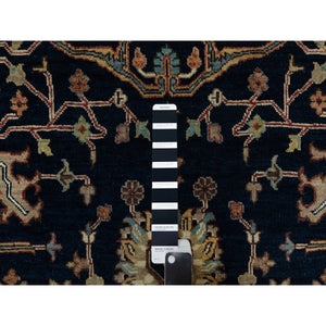 6'2"x9'2" Polo Blue, All Over Vines Design, Lush And Plush, Organic Wool, Densely Woven, Antiqued Fine Heriz, Re-creation, Hand Knotted Oriental Rug FWR546516