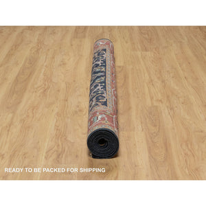 6'2"x9'2" Polo Blue, All Over Vines Design, Lush And Plush, Organic Wool, Densely Woven, Antiqued Fine Heriz, Re-creation, Hand Knotted Oriental Rug FWR546516