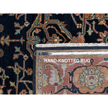 Load image into Gallery viewer, 6&#39;2&quot;x9&#39;2&quot; Polo Blue, All Over Vines Design, Lush And Plush, Organic Wool, Densely Woven, Antiqued Fine Heriz, Re-creation, Hand Knotted Oriental Rug FWR546516