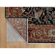 Load image into Gallery viewer, 5&#39;1&quot;x7&#39;2&quot; Midnight Blue, Antiqued Fine Heriz, Re-creation, All Over Vines Design, Soft Pile, Pure Wool, Densely Woven, Hand Knotted Oriental Rug FWR546522