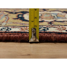 Load image into Gallery viewer, 4&#39;2&quot;x12&#39;1&quot; Berry Red, Densely Woven, Hand Knotted, Antiqued Fine Heriz Re-creation, All Over Pattern, Organic Wool, Natural Dyes, Soft Pile, Wide Runner, Oriental Rug FWR546540