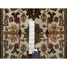 Load image into Gallery viewer, 2&#39;7&quot;x6&#39;2&quot; Chiffon White With Red, Antiqued Fine Heriz Re-creation With Medallion Design, Denser Weave, Hand Spun New Zealand Wool, Hand Knotted, Runner, Oriental Rug FWR546546