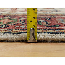 Load image into Gallery viewer, 2&#39;7&quot;x6&#39;2&quot; Chiffon White With Red, Antiqued Fine Heriz Re-creation With Medallion Design, Denser Weave, Hand Spun New Zealand Wool, Hand Knotted, Runner, Oriental Rug FWR546546
