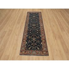 Load image into Gallery viewer, 2&#39;6&quot;x8&#39;1&quot; Polo Blue, All Over Vines Design, Lush And Plush, Organic Wool, Densely Woven, Antiqued Fine Heriz, Re-creation, Hand Knotted, Runner, Oriental Rug FWR546552