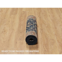 Load image into Gallery viewer, 2&#39;6&quot;x8&#39;1&quot; Polo Blue, All Over Vines Design, Lush And Plush, Organic Wool, Densely Woven, Antiqued Fine Heriz, Re-creation, Hand Knotted, Runner, Oriental Rug FWR546552