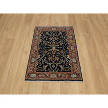 Load image into Gallery viewer, 2&#39;x3&#39;2&quot; Caviar Blue, Natural Dyes, All Wool, Antiqued Fine Heriz Re-creation, Hand Knotted, All Over Vines Design, Denser Weave, Mat, Oriental Rug FWR546564