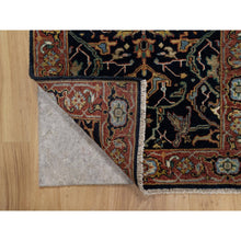 Load image into Gallery viewer, 2&#39;x3&#39;2&quot; Caviar Blue, Natural Dyes, All Wool, Antiqued Fine Heriz Re-creation, Hand Knotted, All Over Vines Design, Denser Weave, Mat, Oriental Rug FWR546564