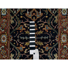 Load image into Gallery viewer, 2&#39;x3&#39;2&quot; Caviar Blue, Natural Dyes, All Wool, Antiqued Fine Heriz Re-creation, Hand Knotted, All Over Vines Design, Denser Weave, Mat, Oriental Rug FWR546564