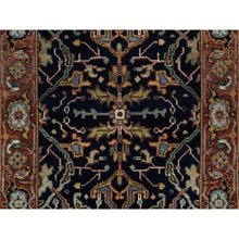 Load image into Gallery viewer, 2&#39;x3&#39;2&quot; Caviar Blue, Natural Dyes, All Wool, Antiqued Fine Heriz Re-creation, Hand Knotted, All Over Vines Design, Denser Weave, Mat, Oriental Rug FWR546564
