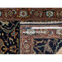 Load image into Gallery viewer, 2&#39;x3&#39;2&quot; Caviar Blue, Natural Dyes, All Wool, Antiqued Fine Heriz Re-creation, Hand Knotted, All Over Vines Design, Denser Weave, Mat, Oriental Rug FWR546564