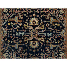 Load image into Gallery viewer, 5&#39;x7&#39;2&quot; Caviar Blue, Natural Dyes, All Wool, Antiqued Fine Heriz Re-Creation, Hand Knotted, All Over Vines Design, Denser Weave, Oriental Rug FWR546594