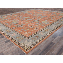 Load image into Gallery viewer, 12&#39;1&quot;x14&#39;6&quot; Burnt Orange, Classic Khotan And Samarkand Design With Alien Figurines, Hand Knotted, 100% Wool, Soft Pile, Densely Woven, Oversized, Oriental Rug FWR5460