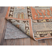 Load image into Gallery viewer, 12&#39;1&quot;x14&#39;6&quot; Burnt Orange, Classic Khotan And Samarkand Design With Alien Figurines, Hand Knotted, 100% Wool, Soft Pile, Densely Woven, Oversized, Oriental Rug FWR5460