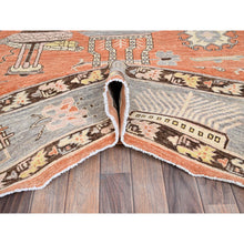 Load image into Gallery viewer, 12&#39;1&quot;x14&#39;6&quot; Burnt Orange, Classic Khotan And Samarkand Design With Alien Figurines, Hand Knotted, 100% Wool, Soft Pile, Densely Woven, Oversized, Oriental Rug FWR5460