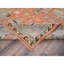 Load image into Gallery viewer, 12&#39;1&quot;x14&#39;6&quot; Burnt Orange, Classic Khotan And Samarkand Design With Alien Figurines, Hand Knotted, 100% Wool, Soft Pile, Densely Woven, Oversized, Oriental Rug FWR5460