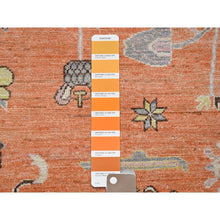 Load image into Gallery viewer, 12&#39;1&quot;x14&#39;6&quot; Burnt Orange, Classic Khotan And Samarkand Design With Alien Figurines, Hand Knotted, 100% Wool, Soft Pile, Densely Woven, Oversized, Oriental Rug FWR5460
