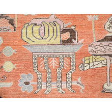 Load image into Gallery viewer, 12&#39;1&quot;x14&#39;6&quot; Burnt Orange, Classic Khotan And Samarkand Design With Alien Figurines, Hand Knotted, 100% Wool, Soft Pile, Densely Woven, Oversized, Oriental Rug FWR5460