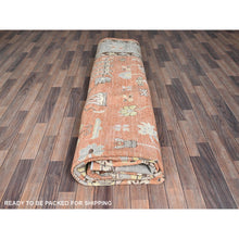 Load image into Gallery viewer, 12&#39;1&quot;x14&#39;6&quot; Burnt Orange, Classic Khotan And Samarkand Design With Alien Figurines, Hand Knotted, 100% Wool, Soft Pile, Densely Woven, Oversized, Oriental Rug FWR5460