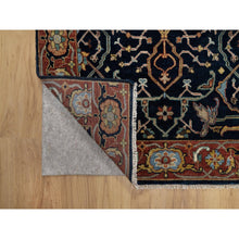 Load image into Gallery viewer, 3&#39;1&quot;x5&#39;2&quot; Midnight Blue, All Over Vines Design, Lush and Plush, Organic Wool, Densely Woven, Antiqued Fine Heriz, Re-Creation, Hand Knotted Oriental Rug FWR546606