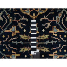 Load image into Gallery viewer, 3&#39;1&quot;x5&#39;2&quot; Midnight Blue, All Over Vines Design, Lush and Plush, Organic Wool, Densely Woven, Antiqued Fine Heriz, Re-Creation, Hand Knotted Oriental Rug FWR546606