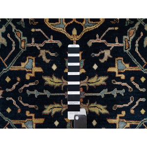 3'1"x5'2" Midnight Blue, All Over Vines Design, Lush and Plush, Organic Wool, Densely Woven, Antiqued Fine Heriz, Re-Creation, Hand Knotted Oriental Rug FWR546606
