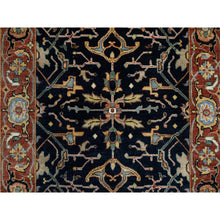 Load image into Gallery viewer, 3&#39;1&quot;x5&#39;2&quot; Midnight Blue, All Over Vines Design, Lush and Plush, Organic Wool, Densely Woven, Antiqued Fine Heriz, Re-Creation, Hand Knotted Oriental Rug FWR546606