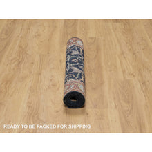 Load image into Gallery viewer, 3&#39;1&quot;x5&#39;2&quot; Midnight Blue, All Over Vines Design, Lush And Plush, Organic Wool, Densely Woven, Antiqued Fine Heriz, Re-creation, Hand Knotted Oriental Rug FWR546606