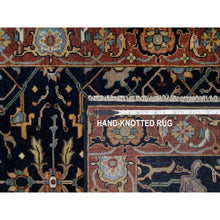 Load image into Gallery viewer, 3&#39;1&quot;x5&#39;2&quot; Midnight Blue, All Over Vines Design, Lush And Plush, Organic Wool, Densely Woven, Antiqued Fine Heriz, Re-creation, Hand Knotted Oriental Rug FWR546606