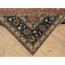 Load image into Gallery viewer, 9&#39;x12&#39;2&quot; Brick Red, Hand Knotted, Antiqued Fine Heriz Re-creation With All Over Design, Denser Weave, Soft Pile, Pure Wool, Oriental Rug FWR546612