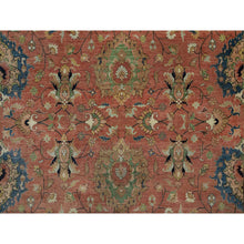 Load image into Gallery viewer, 9&#39;x12&#39;2&quot; Brick Red, Hand Knotted, Antiqued Fine Heriz Re-creation With All Over Design, Denser Weave, Soft Pile, Pure Wool, Oriental Rug FWR546612
