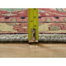 Load image into Gallery viewer, 12&#39;3&quot;x12&#39;3&quot; Pearl White with Red, Antiqued Fine Heriz Re-Creation with Medallion Design, Denser Weave, Hand Spun New Zealand Wool, Hand Knotted, Square, Oriental Rug FWR546642