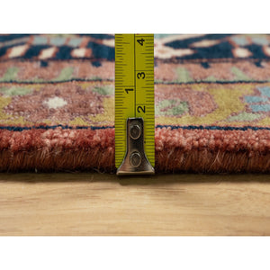 11'9"x15'4" Scarlet Red, Antiqued Fine Heriz Re-creation With Large Medallion Design, Denser Weave, Hand Knotted, Natural Dyes, Hand Spun New Zealand Wool, Oriental, Oversized Rug FWR546654