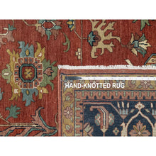 Load image into Gallery viewer, 11&#39;9&quot;x15&#39;4&quot; Scarlet Red, Antiqued Fine Heriz Re-creation With Large Medallion Design, Denser Weave, Hand Knotted, Natural Dyes, Hand Spun New Zealand Wool, Oriental, Oversized Rug FWR546654