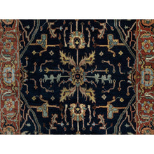 Load image into Gallery viewer, 4&#39;2&quot;x8&#39;1&quot; Polo Blue, All Over Vines Design, Lush And Plush, Organic Wool, Densely Woven, Antiqued Fine Heriz, Re-creation, Hand Knotted, Wide Runner, Oriental Rug FWR546660