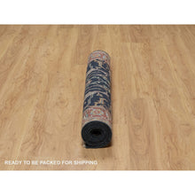 Load image into Gallery viewer, 4&#39;2&quot;x8&#39;1&quot; Polo Blue, All Over Vines Design, Lush And Plush, Organic Wool, Densely Woven, Antiqued Fine Heriz, Re-creation, Hand Knotted, Wide Runner, Oriental Rug FWR546660