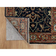Load image into Gallery viewer, 2&#39;6&quot;x8&#39;1&quot; Caviar Blue, Natural Dyes, All Wool, Antiqued Fine Heriz Re-creation, Hand Knotted, All Over Vines Design, Denser Weave, Runner, Oriental Rug FWR546678