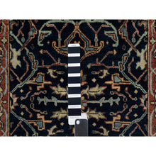Load image into Gallery viewer, 2&#39;6&quot;x8&#39;1&quot; Caviar Blue, Natural Dyes, All Wool, Antiqued Fine Heriz Re-creation, Hand Knotted, All Over Vines Design, Denser Weave, Runner, Oriental Rug FWR546678