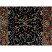 Load image into Gallery viewer, 2&#39;6&quot;x8&#39;1&quot; Caviar Blue, Natural Dyes, All Wool, Antiqued Fine Heriz Re-creation, Hand Knotted, All Over Vines Design, Denser Weave, Runner, Oriental Rug FWR546678