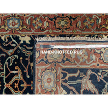 Load image into Gallery viewer, 2&#39;6&quot;x8&#39;1&quot; Caviar Blue, Natural Dyes, All Wool, Antiqued Fine Heriz Re-creation, Hand Knotted, All Over Vines Design, Denser Weave, Runner, Oriental Rug FWR546678