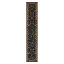 Load image into Gallery viewer, 2&#39;6&quot;x14&#39;1&quot; Polo Blue, Denser Weave, Hand Knotted, Lush and Plush, Antiqued Fine Heriz Re-Creation, Soft and Velvety Wool, XL Runner, Oriental Rug FWR546690