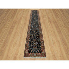 Load image into Gallery viewer, 2&#39;6&quot;x14&#39;1&quot; Polo Blue, Denser Weave, Hand Knotted, Lush and Plush, Antiqued Fine Heriz Re-Creation, Soft and Velvety Wool, XL Runner, Oriental Rug FWR546690