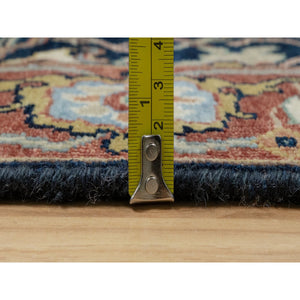 2'6"x14'1" Polo Blue, Denser Weave, Hand Knotted, Lush and Plush, Antiqued Fine Heriz Re-Creation, Soft and Velvety Wool, XL Runner, Oriental Rug FWR546690