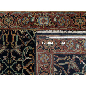 2'6"x14'1" Polo Blue, Denser Weave, Hand Knotted, Lush and Plush, Antiqued Fine Heriz Re-Creation, Soft and Velvety Wool, XL Runner, Oriental Rug FWR546690
