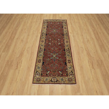 Load image into Gallery viewer, 2&#39;7&quot;x6&#39;1&quot; Rubor Red, Plush And Lush All Wool, Hand Knotted, Vegetable Dyes, Antiqued Fine Heriz Re-creation With All Over Design, Denser Weave, Runner, Oriental Rug FWR546708